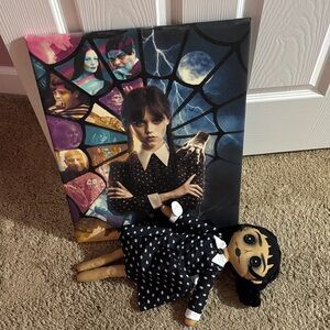 Kids Wednesday-Inspired Black Star Print Costume Dress